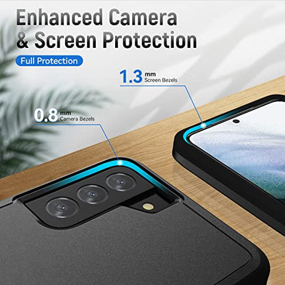 for Samsung Galaxy S21 Plus Case,with HD Screen Protector [Military Grade Drop Tested] Heavy-Duty Tough Rugged Shockproof Protective Case for Samsung S21 Plus, Black - color: Black