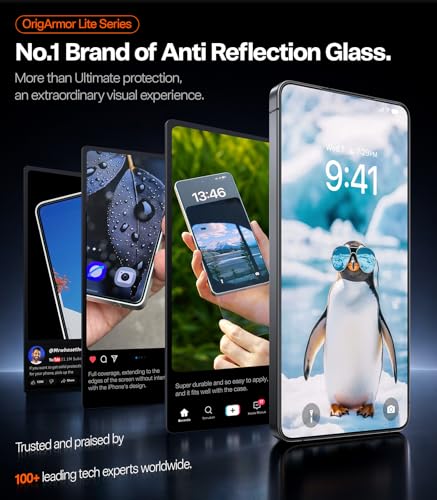 TORRAS OrigArmor for Samsung Galaxy S26 Ultra Screen Protector [100% Anti Reflection] [Full Coverage Fit] Military-Grade Shatterproof 9H+ Tempered Glass Anti-Scratch Screen Protector S26 Ultra 1-Pack