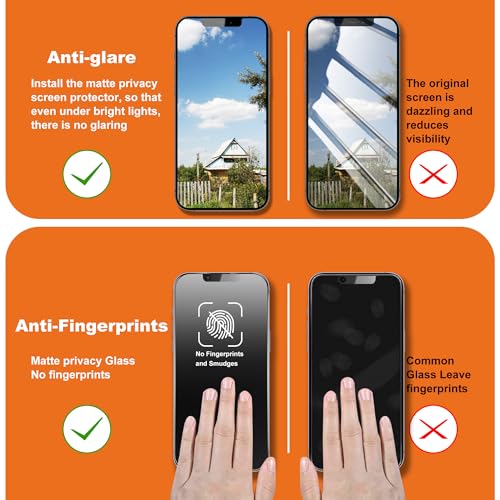 2-Pack Matte Privacy Screen Protector for iPhone 13 Pro Max / 14 Plus,Anti-Glare & Anti-Spy,Anti-Fingerprint,Smooth as Silk,Easy Installation, Military-Grade 9H Hardness - size: iPhone 13 Pro Max / 14 Plus