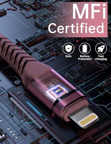 USB to Lightning Cable [Apple MFi Certified] iPhone Charger Long 10FT 3Pack - color: Pink, size: 10FT, style: USB A to Lightning