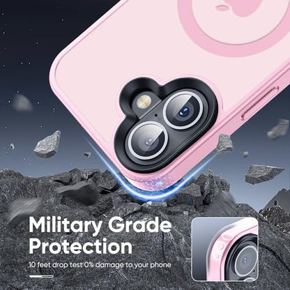 Tigowos Compatible with iPhone 16 Bumper case Fits MagSafe 10FT Drop Resistant Matte Skin Feeling Shockproof Back Cover Fits iPhone Phone Cases 6.1", Light Pink - color: Light Pink, size: iPhone 16-6.1 inch
