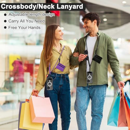 Newlibery Phone Lanyard Crossbody Wrist Strap, Clip and Go Strap for Phone with Wallet, Adjustable Anti-Theft Cell Phone Strap for All Phones (Black Lanyard + Black Wallet) - color: Black