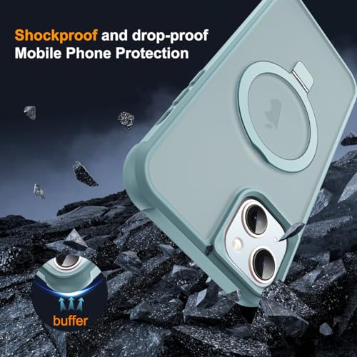 SKYLMW Compatible with iPhone 15 Plus Case with Stand,Blue | iPhone 15 Plus Phone Case 6.7",Magnetic Ring Stand,Compatible with MagSafe,Military-Grade Plustection,Great Grip Feeling - color: Blue, size: Iphone 15 Plus