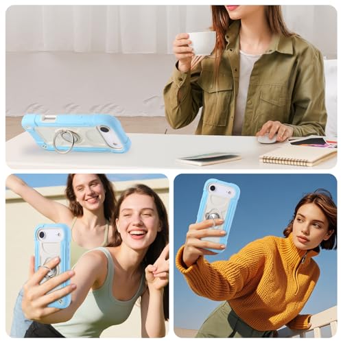 MARKILL Compatible with iPhone Air Case 6.5 Inch 2025 with 360 Degree Rotate Ring Stand, Military Grade Drop Protection Full Body Rugged Protective Case Kids - color: Ice Blue, size: iPhone Air 6.5"