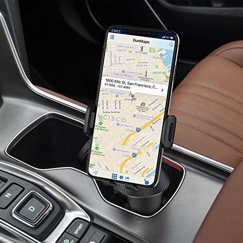 Cup Holder Phone Mount with Adjustable Neck, Cellphone Holder for Car, Upgraded Cup Phone Holder for Car, Compatible with iPhone, Samsung, Google, Expandable Side Arm, Sturdy Base