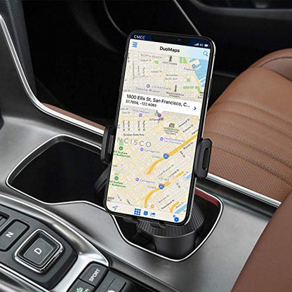 Cup Holder Phone Mount with Adjustable Neck, Cellphone Holder for Car, Upgraded Cup Phone Holder for Car, Compatible with iPhone, Samsung, Google, Expandable Side Arm, Sturdy Base