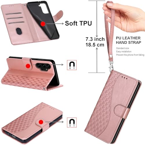 Wallet Case for Motorola Moto G Power 2025/2026, Rose Gold | Women Flip Folio Cover, Embossed PU Leather, Stand, Credit Card Holders Slots, Wrist Strap - color: 4