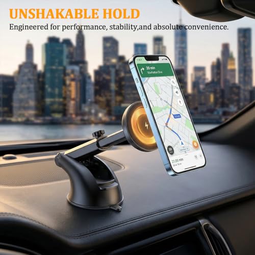 15W Car Mount Charger, Magnetic Wireless Suction Cup Vehicle Dashboard Cell Phone Holder with Air Vent Clip, Automotive Interior Windshield Smartphone Charger Mount, Universal Fit (Style B) - color: Style B