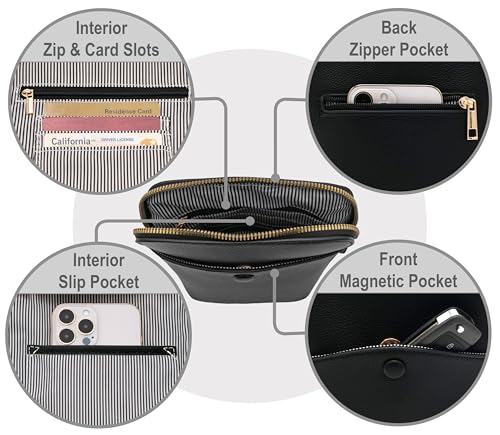 Small Crossbody Bag with Gold Hardware, Mini Shoulder Purse with Adjustable Strap - color: Black