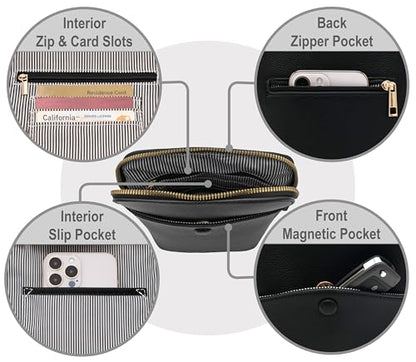 Small Crossbody Bag with Gold Hardware, Mini Shoulder Purse with Adjustable Strap - color: Black