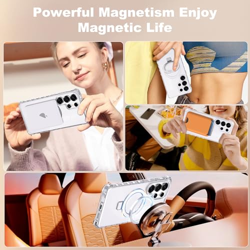 Compatible with Clear Samsung Galaxy S24 Ultra Case 6.8'' with Magnetic Ring Stand [Compatible with Mag-Safe] Military-Grade Wave Frame Phone Case for S24 Ultra, Clear - color: Clear, size: Samsung Galaxy S24 Ultra