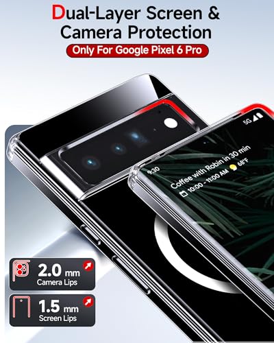 LeYi for Pixel-6-Pro Case: Google Pixel 6 Pro Case [MagSafe Fit], Magnetic with Raised Camera Guard, [Anti-Yellowing] Slim Shockproof Protective Funda para Googlr 6Pro 256GB Smartphone Android, Clear - color: Clear, size: Pixel 6 Pro (6.7 Inch)