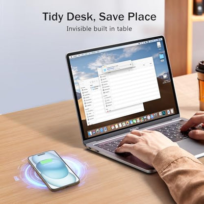 Recessed Magnetic Wireless Charger 15W, Hidden Desk Mount for iPhone 18-12