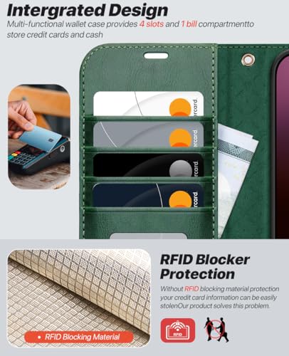 OCASE for iPhone 16 Pro Max Case Detachable Wallet Case with Card Holder, 2 in 1 Pu Leather Flip Folio with RFID Blocking Stand Wrist Strap Shockproof Phone Cover 6.9 Inch 2024, Blackish Green - color: Blackish Green, size: iPhone 16 Pro Max