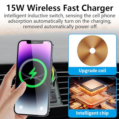 Car Magnetic Phone Mount for Volkswagen VW Golf R/GTI 2015 2016 2017 2018 2019 2020 2021 Auto Interior Accessories Best Cellphone Holder Fast 15W Wireless Charger Cell Phones Charging Screen Stand