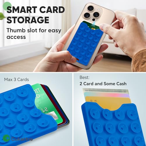 Suction Phone Card Holder Adhesive Mount,Up to 3 Cards - color: Baby Blue Jay