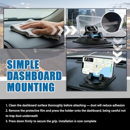 Car Dashboard Phone Holder,360° Rotation Car Phone Holder - color: Black