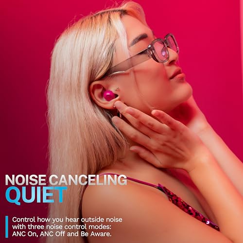 JLab Go Pop ANC True Wireless Earbuds with Dual Connect, Fuchsia - color: Fuchsia