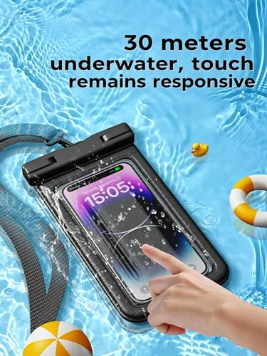 Waterproof Phone Pouch Case - [2 Pack][Easy Lock & Heavy Duty] IPX8 Water Proof Cell Phone for Beach, Swimming Equipment Bags for iPhone 17 16 15 14 13 12 Pro Max Plus, Galaxy S25, 4-7" Black, White