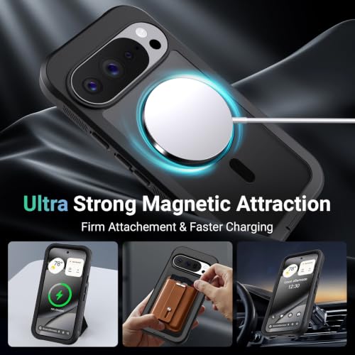 Magnetic for Google Pixel 10 Case& Pixel 10 Pro Case 6.3"-Black | Compatible with MagSafe,Military Grade Drop Protection,Heavy Duty Protection,Non-Slip,Shockproof 2-Layer Durable Bumper Case - color: Black, size: Pixel 10/10 Pro 6.3''