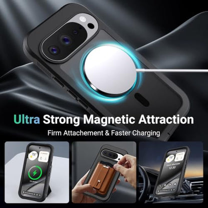 Magnetic for Google Pixel 10 Case& Pixel 10 Pro Case 6.3"-Black | Compatible with MagSafe,Military Grade Drop Protection,Heavy Duty Protection,Non-Slip,Shockproof 2-Layer Durable Bumper Case - color: Black, size: Pixel 10/10 Pro 6.3''