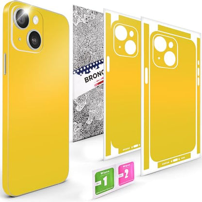 2Pcs Skin Wrap Compatible for iPhone 14 – Slim Decal Vinyl Protective Film for Sides & Back – Sleek Fit, Premium Look – Compatible with All iPhone 14 Cases - Yellow - color: Yellow
