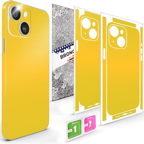 2Pcs Skin Wrap Compatible for iPhone 14 – Slim Decal Vinyl Protective Film for Sides & Back – Sleek Fit, Premium Look – Compatible with All iPhone 14 Cases - Yellow - color: Yellow