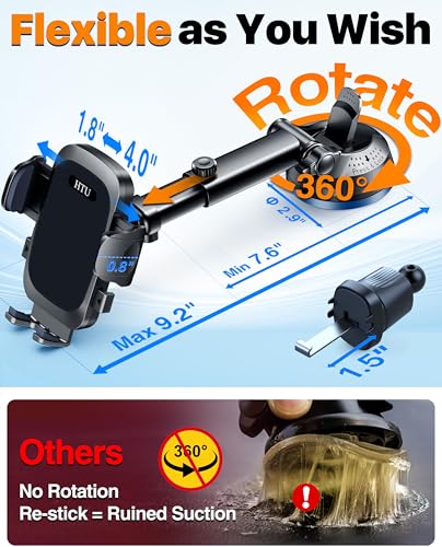 HTU 2026 Ultimate Best【True Military-Grade & Safety Cert】 Car Phone Holder - color: Deep Black