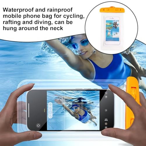 Waterproof Pouch for Phone Touchscreen Transparent Phone Bag | Water Play Cellphone Bag for Beach Cruise Vacation Running Camping Swimming Cycling Kayak Diving Travel - color: Orange