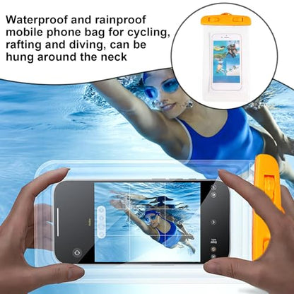 Waterproof Pouch for Phone Touchscreen Transparent Phone Bag | Water Play Cellphone Bag for Beach Cruise Vacation Running Camping Swimming Cycling Kayak Diving Travel - color: Orange