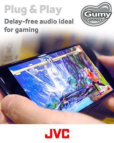 JVC Gumy Connect USB-C Wired Earbuds Headphones, Delay-Free for Videos and Gaming, Built-in DAC Reduces Noise and Improves Sound Quality, 9.2 mm Diameter Neodymium Drivers - HAFR9UCW (White) - color: White, size: USB-C Jack