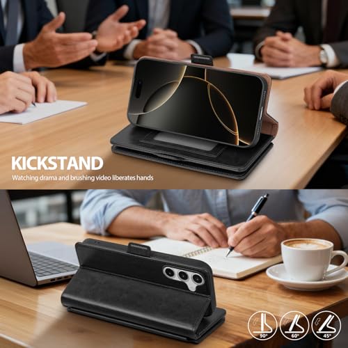 Compatible with Samsung Galaxy S24 5G Case Wallet with Card Holder Women Men,RFID Blocking PU Leather Phone Case Flip Shockproof Protector Cover Credit Card Slot Kickstand,Black - color: Black, size: Samsung Galaxy S24