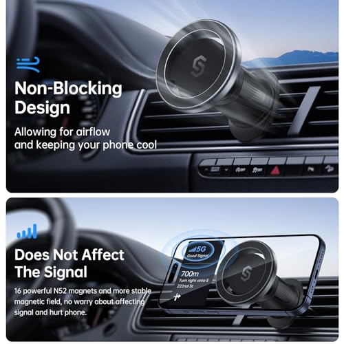 SYNCWIRE for MagSafe Car Mount, Magnetic Phone Holder for Car Air Vent - color: Black