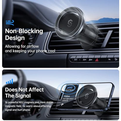 SYNCWIRE for MagSafe Car Mount, Magnetic Phone Holder for Car Air Vent - color: Black