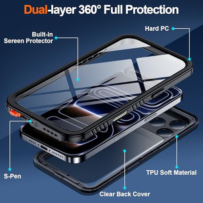 MOZOTER for iPhone 17 Pro Case Waterproof,[IPX8 Underwater Case][Full Body Shockproof & Military Dropproof] Clear Sound Quality Built-in Screen Protector for iPhone 17 Pro 6.3 inch-Black - size: For iPhone 17 Pro-6.3"