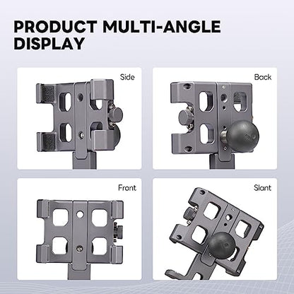 FANAUE Motorcycle Phone Mount, Aluminum Alloy Bike Handlebar Cell Phone Holder Compatible with 1 inch RAM Ball Mounts and Scooter UTV/ATV, Bicycle Phone Mount for iPhone 5.5-7" Smartphone