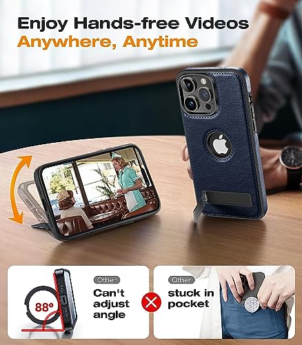 WTCASE Magnetic for iPhone 15 Pro Max Leather Case,Built-in Invisible Stand [Compatible with Magsafe] Protective Slim Kickstand Phone Cover Compatible with iPhone 15 Pro Max (2023) 6.7" (Blue) - color: Blue, size: iPhone 15 Pro Max-6.7"