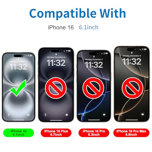 Mothca 2 Pack Matte Glass Screen Protector for iPhone 16 [6.1 inch] + 2 Pack Camera Lens Protector, Anti-Glare & Anti-Fingerprint Case Friendly Tempered Glass Film, Bubble Free, Smooth as Silk - size: iPhone 16-6.1 Inch