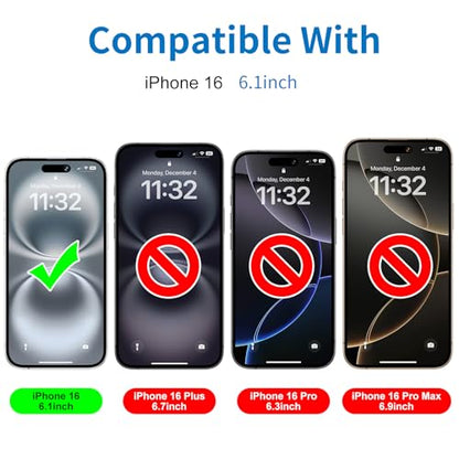 Mothca 2 Pack Matte Glass Screen Protector for iPhone 16 [6.1 inch] + 2 Pack Camera Lens Protector, Anti-Glare & Anti-Fingerprint Case Friendly Tempered Glass Film, Bubble Free, Smooth as Silk - size: iPhone 16-6.1 Inch