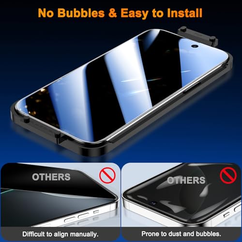 YWXTW PET Privacy Screen Protector for iPhone 16 Pro 6.3 inch [Not Glass], 0.35mm Ultra-Thin Anti-Spy Film Smooth Touch Case-Friendly Design for Commuters 2 Pack