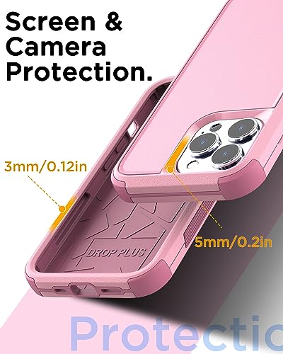 AICase Rugged Case Compatible with iPhone 15 Pro Max+Glass Protector+Camera Lens,Heavy Duty 3-Layer Pocket-Friendly Durable Military Grade Protection Shockproof/DropProof Protective Cover_4 - color: Pink+Glass Protector+Camera Lens