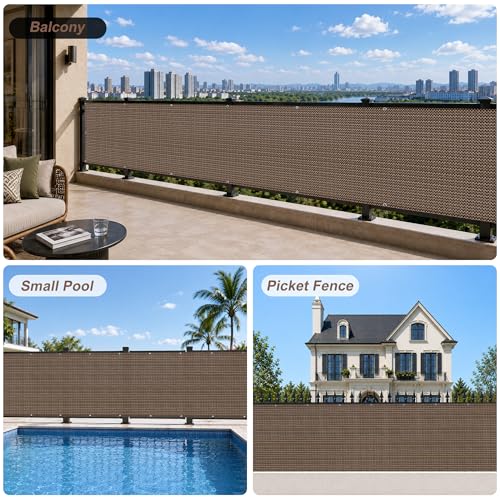 SUNNY GUARD 3' x 10' Balcony Privacy Screen, HDPE Patio Railing Cover Fence - color: Brown, size: 0 3' x 1 0'