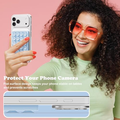 KADES MagSafe Phone Grip with 24 Suction Cups & Adjustable Stand - color: Light Blue