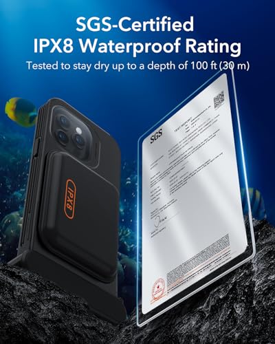 ESR Waterproof Phone Pouch for iPhone 15 Pro Max /14 Pro Max, Black | Underwater Touch Sensitivity, IPX8 Floating Waterproof Cellphone Case with Lanyard, Dry Bag for Snorkeling - color: Black