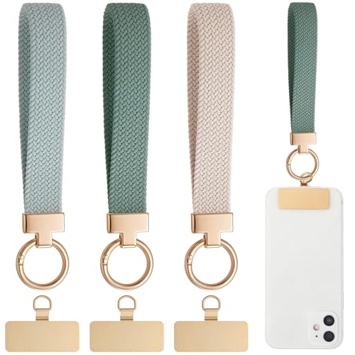 Bememo 3 Pcs Phone Wrist Strap - color: White, Light Green, Sage Green