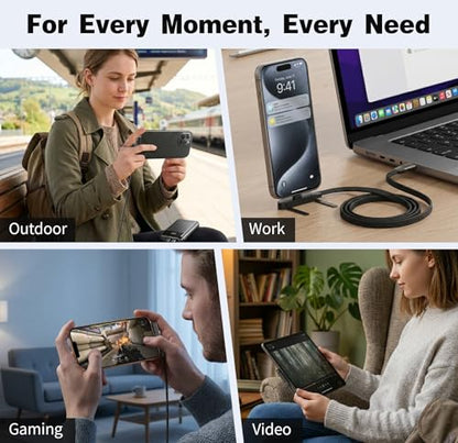USB C to Lightning 2 in 1 Invisible Holder Charger Cable, MFi, 30W PD