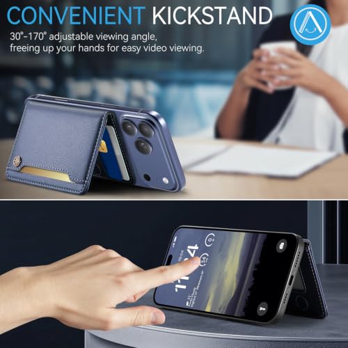 Vinich for MagSafe Wallet Magnetic RFID Blocking Card Holder, Dark Blue - color: Luxury Fashion Blue