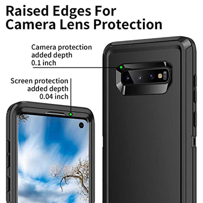 for Galaxy S10 Case,[Without Screen Protector] Heavy Duty Shockproof Dust/Drop Poof 3 Layers Full Bady Protection Rugged Cover Case for Galaxy S10 6.1 inch,Black - color: All Black