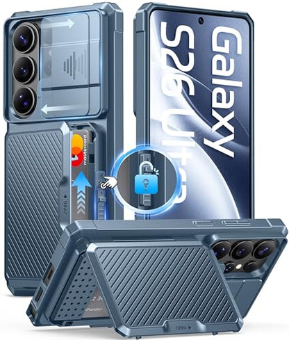GolbinBox for Samsung Galaxy S26 Ultra Case with Wallet&Lock,Dragonfly Blue | Card Holder, Slide Camera Cover, Built-in Safety Lock & RFID Protection, Holds 4~5 Cards or Cash, S26 Ultra Wallet Case 6.9'' - color: Dragonfly Blue