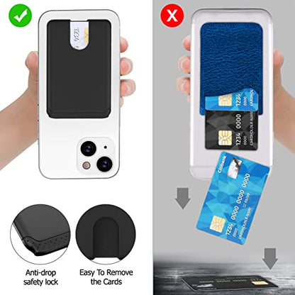 SHANSHUI Phone Card Holder, Silicone Ultra Slim Phone Wallet Stick on Credit Card Holder for CellPhone Compatible for iPhone, Android & Most Smartphones - Black - color: Black x 1 PCS